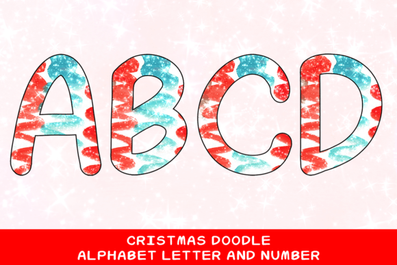 Christmas Doodle Alphabet Letter 76 Illustrations