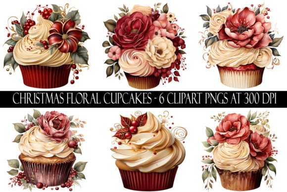 Christmas Floral Cupcake Clipart & Illustrations Review