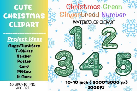 Christmas Font Number 0-9 Gingerbread Illustrations
