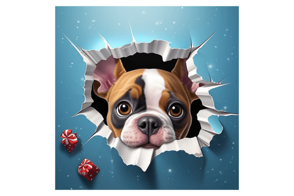 Christmas French Bulldog Broken Wall 2 Illustrations
