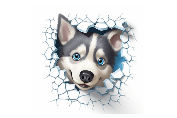 Christmas Husky Broken Wall Illustrations Review