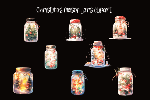 Christmas Mason Jars Clipart: Festive Illustrations