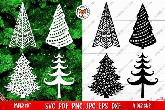 Christmas Tree Ornament Paper Cut SVG: Festive Illustrations