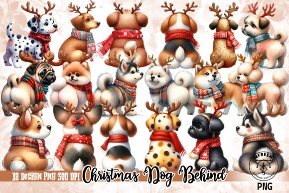 Cute Christmas Dog Clipart for Illustrations