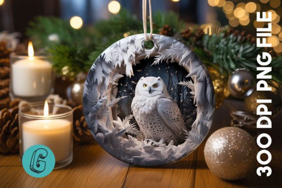 Cute Owl Christmas Ornament PNG 05 Review