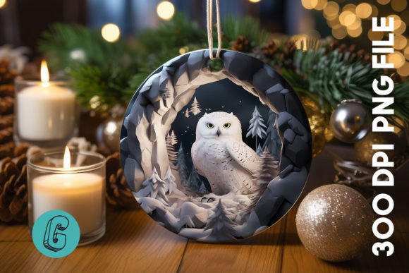 Cute Owl Christmas Ornament PNG 08: Illustrations for Festive Blog Design