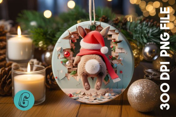 Cute Rabbit Christmas Ornament Back 05: Illustrations