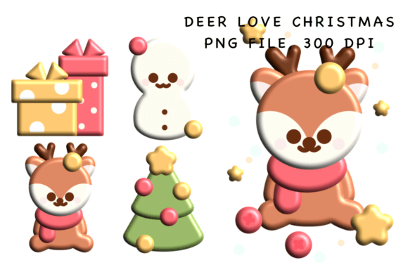 Deer Love Christmas Sticker: Illustrations for Branding