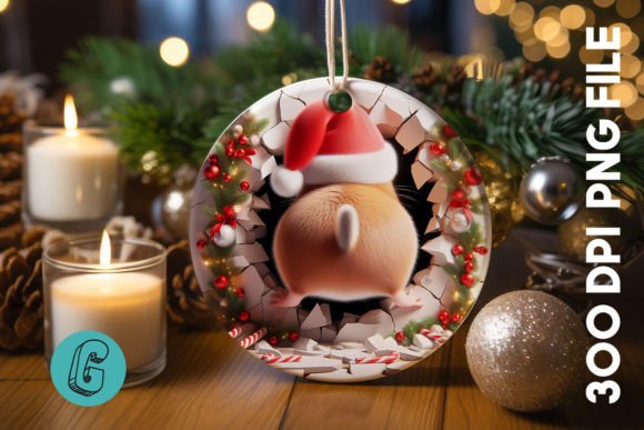 Guinea Pig Christmas Ornament Back 15 Illustrations