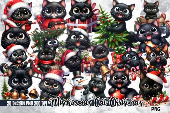 Mischievous Cat Christmas Clipart PNG Review