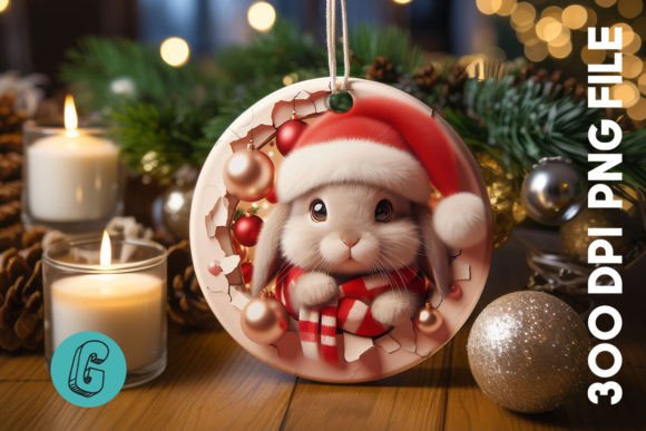 Rabbit Christmas Ornament Front 06 Illustrations