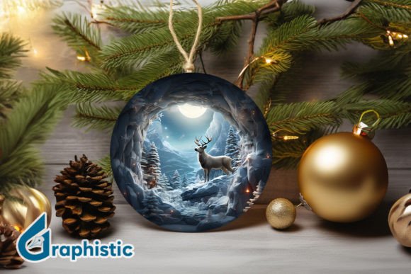 Reindeer Christmas Ornament PNG 02 Illustrations