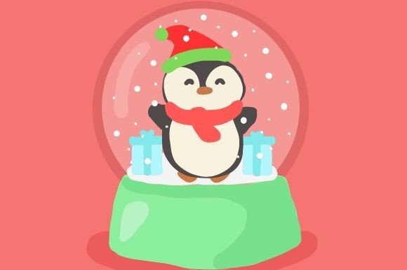 Review: Christmas Glass Snow Ball Penguin Illustrations
