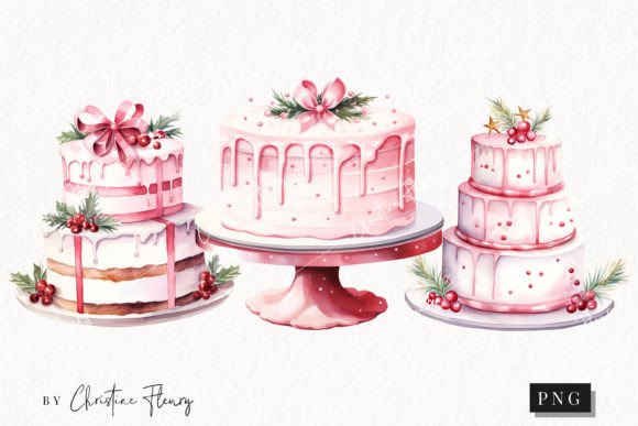 Reviewing Watercolor Pink Christmas Cakes Clipart