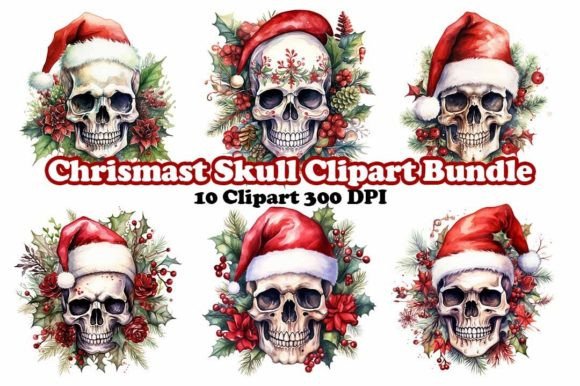 Skull Christmas Clipart Bundle: Illustrations Review