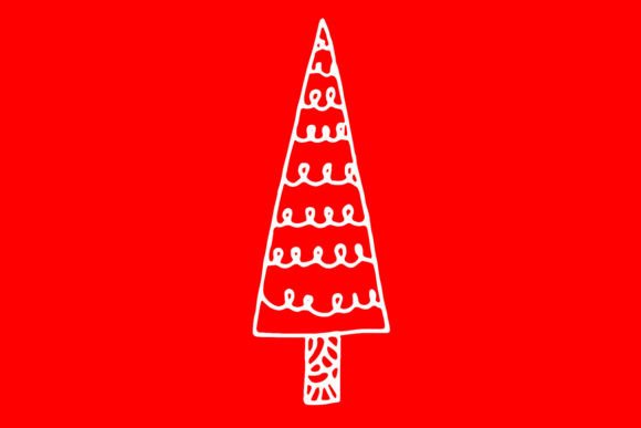 White PNG SVG Christmas Tree Doodle Art Illustrations