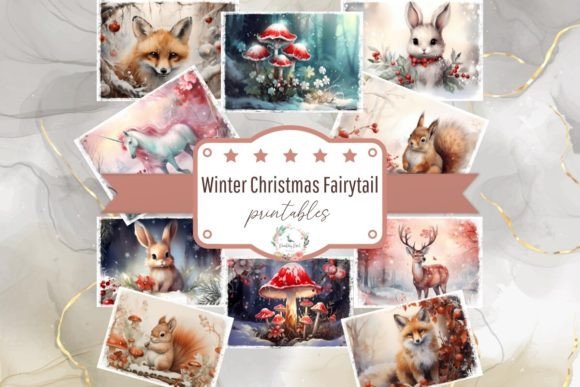 Winter Christmas Fairytail Digital Paper & Illustrations